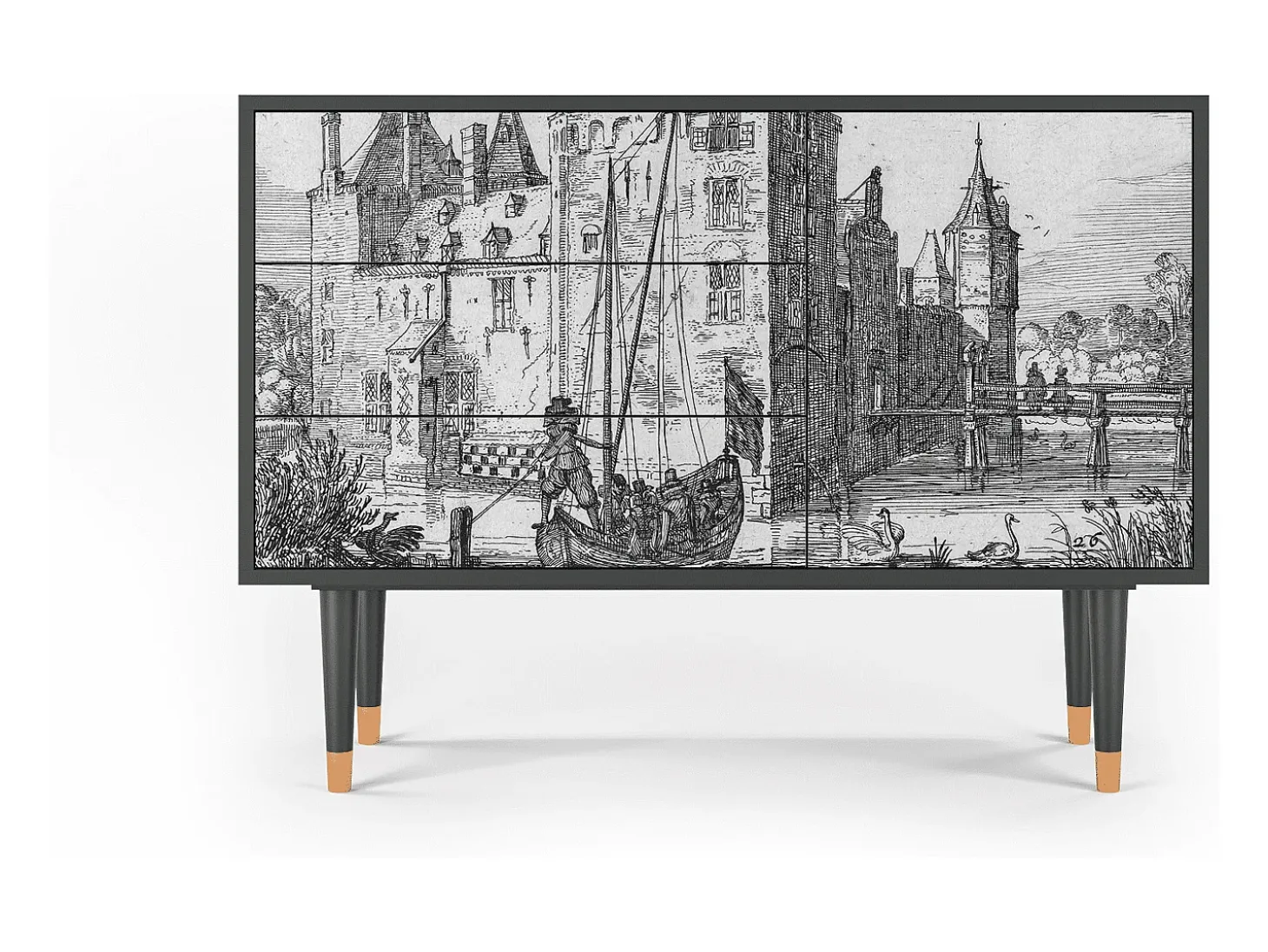Aparador - 115х84х41 cm - S3 - Castle with Bridge, Antracita