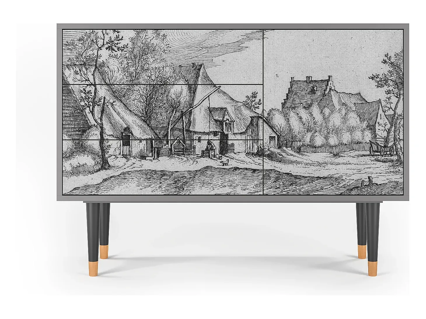 Aparador - 115х84х41 cm - S3 - Farms in a Village, Gris