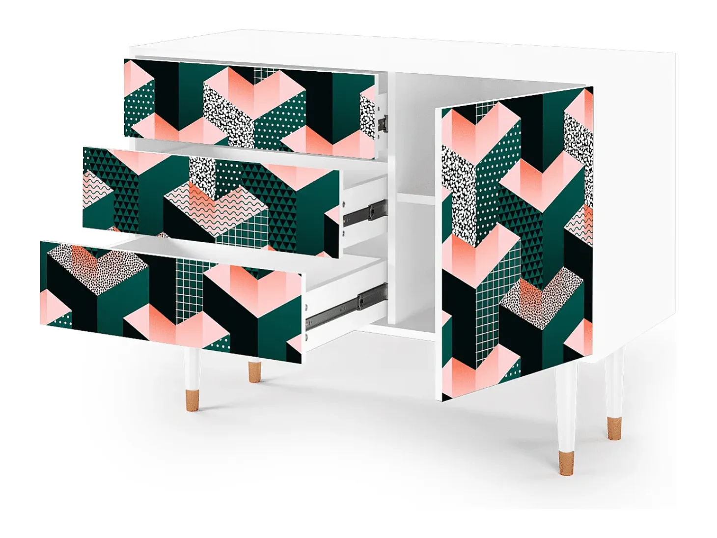 Aparador - 115х84х41 cm - S3 - Geometric Madness, Blanco