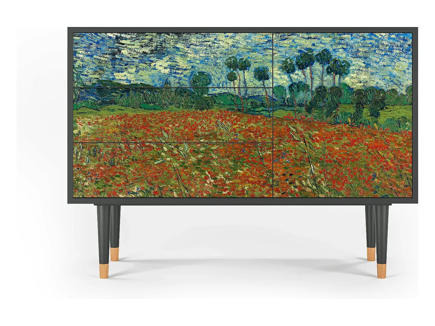 Aparador - 115х84х41 cm - S3 - Poppy field by van Gogh, Antracita