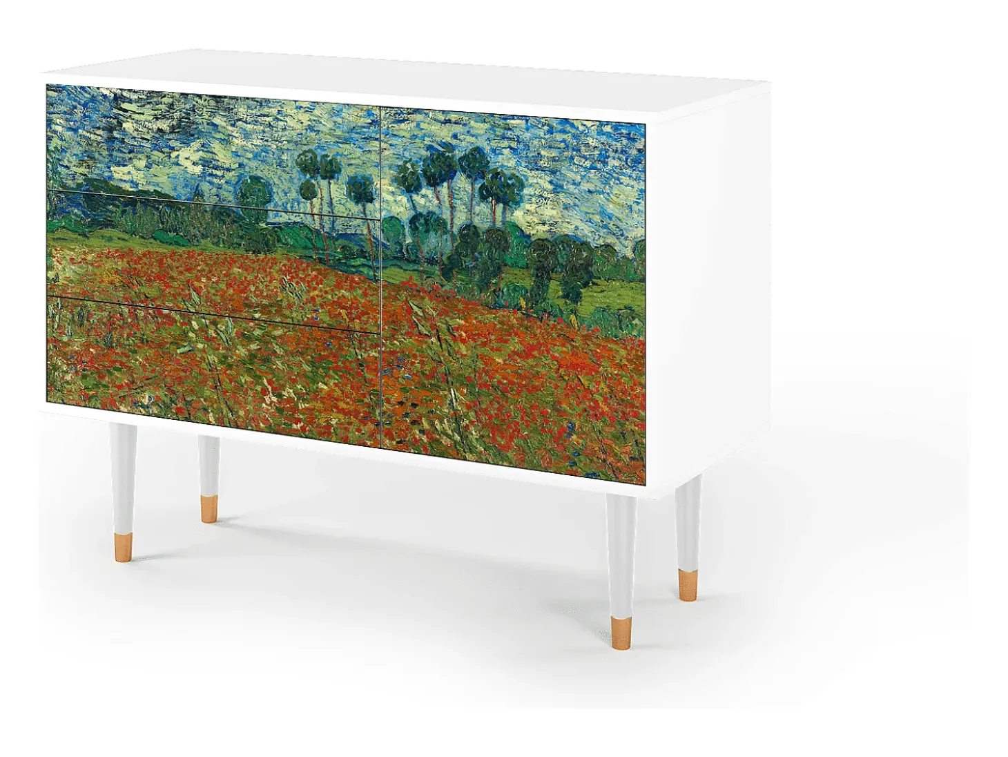 Aparador - 115х84х41 cm - S3 - Poppy field by van Gogh, Blanco
