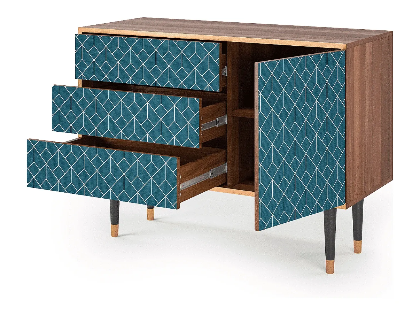 Aparador - 115х84х41 cm - S3 - Turquoise Geometry, Nogal