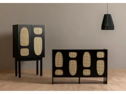 Aparador – 120 cm x 80 cm x 40 cm – Negro – Tablero aglomerado recubierto de melamina