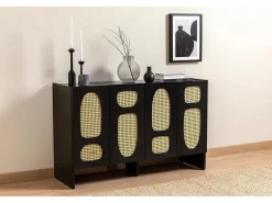 Aparador – 120 cm x 80 cm x 40 cm – Negro – Tablero aglomerado recubierto de melamina