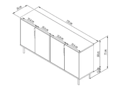 Aparador – 150 cm x 75 cm x 36 cm – Roble Blanco y Zafiro – Tablero aglomerado revestido de melamina