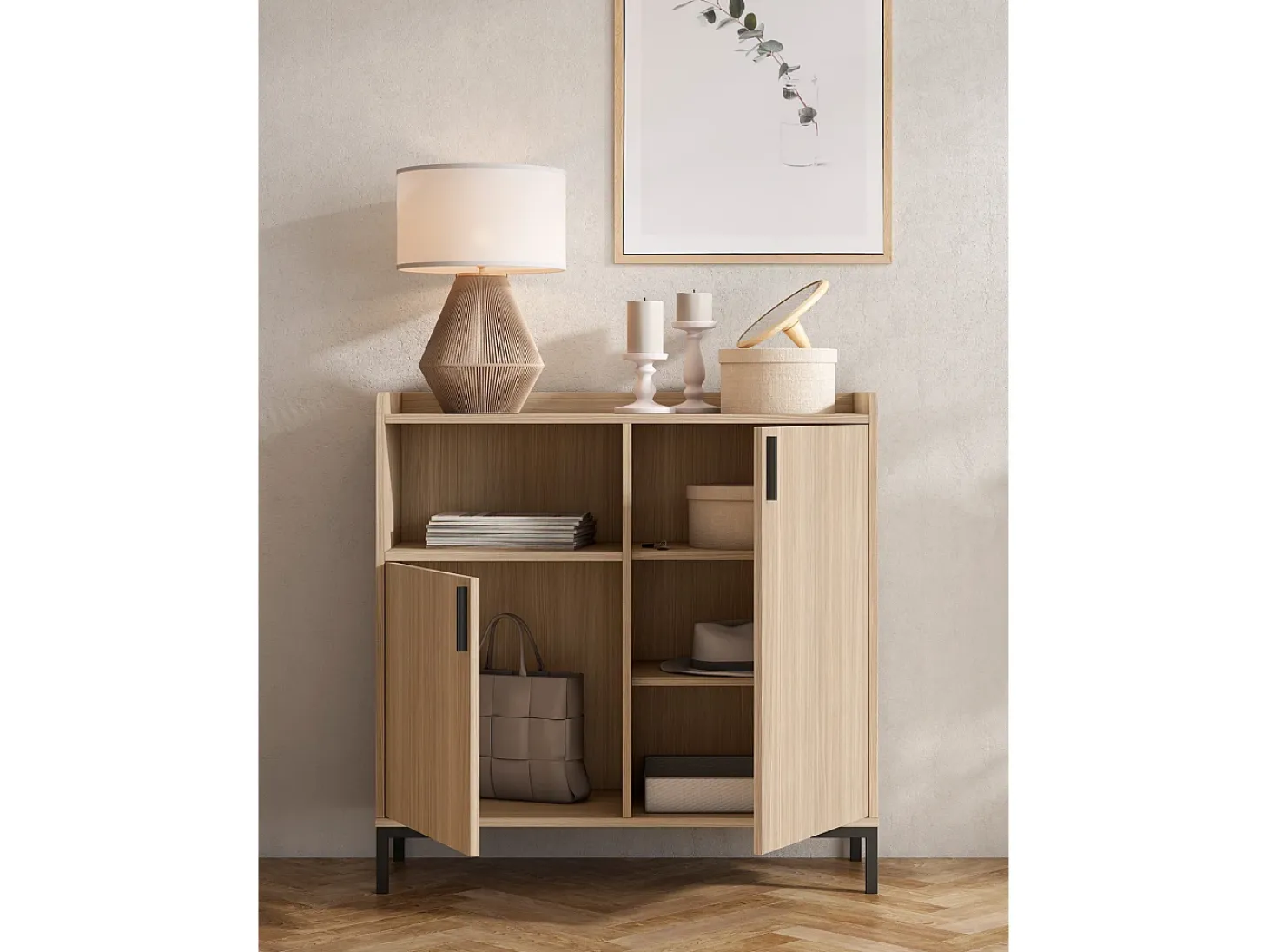 Aparador - A88cm x L90cm x P33cm nogal claro - Dover
