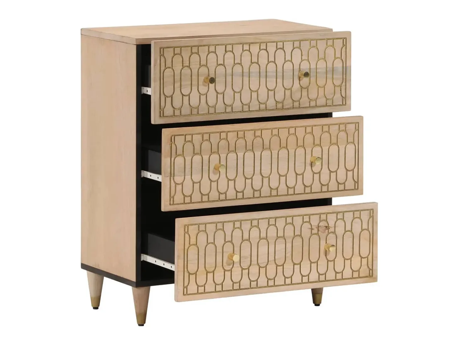 Aparador 2 piezas madera maciza de mango 60x33x75 cm