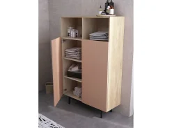 Aparador 2 puertas - A140cm x L90cm x F34cm - roble y rosa - Printed Sérig