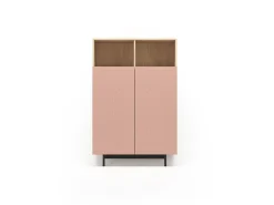 Aparador 2 puertas - A140cm x L90cm x F34cm - roble y rosa - Printed Sérig
