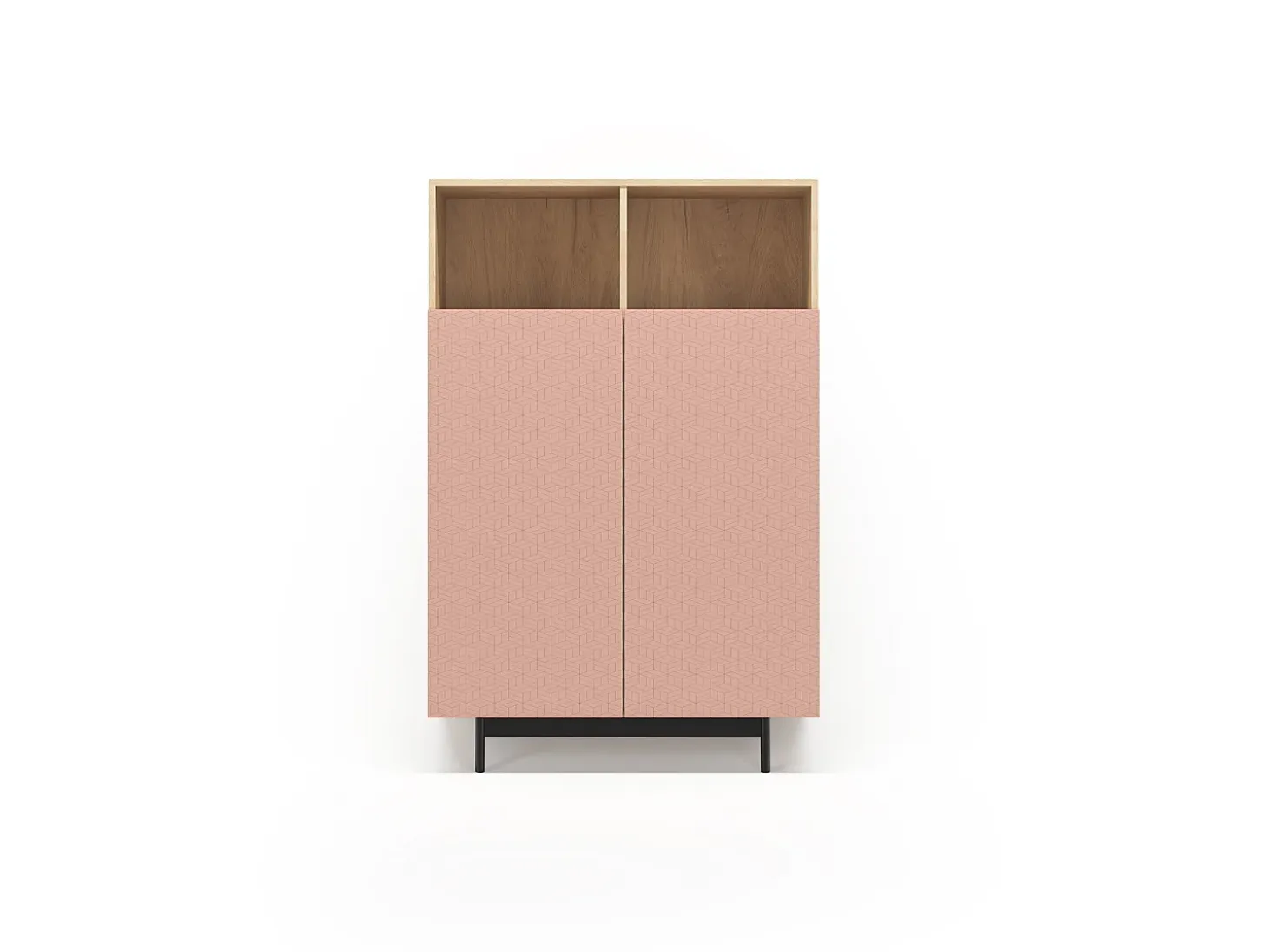 Aparador 2 puertas - A140cm x L90cm x F34cm - roble y rosa - Printed Sérig
