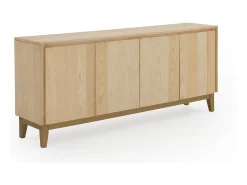 Aparador 4 puertas chapado en fresno con patas de madera mango