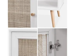 Aparador 3 puertas de caña, 120cm blanco roto