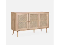 Aparador 3 puertas de caña, 120cm natural