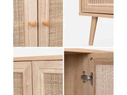 Aparador 3 puertas de caña, 120cm natural