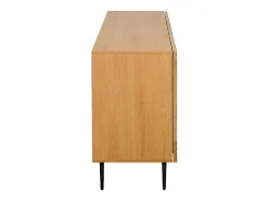 Aparador 3 puertas de madera clara de roble macizo y metal negro 135 cm ARCHIPEL