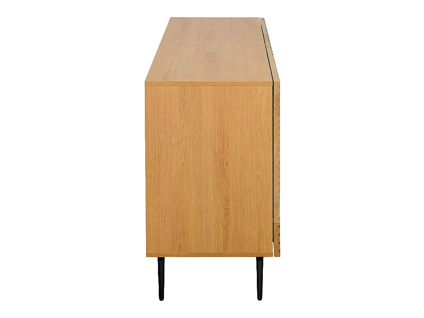 Aparador 3 puertas de madera clara de roble macizo y metal negro 135 cm ARCHIPEL