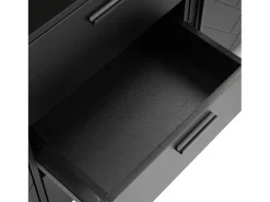 Aparador 2 puertas y 3 cajones con estantes regulables - diseño en espiga - Negro