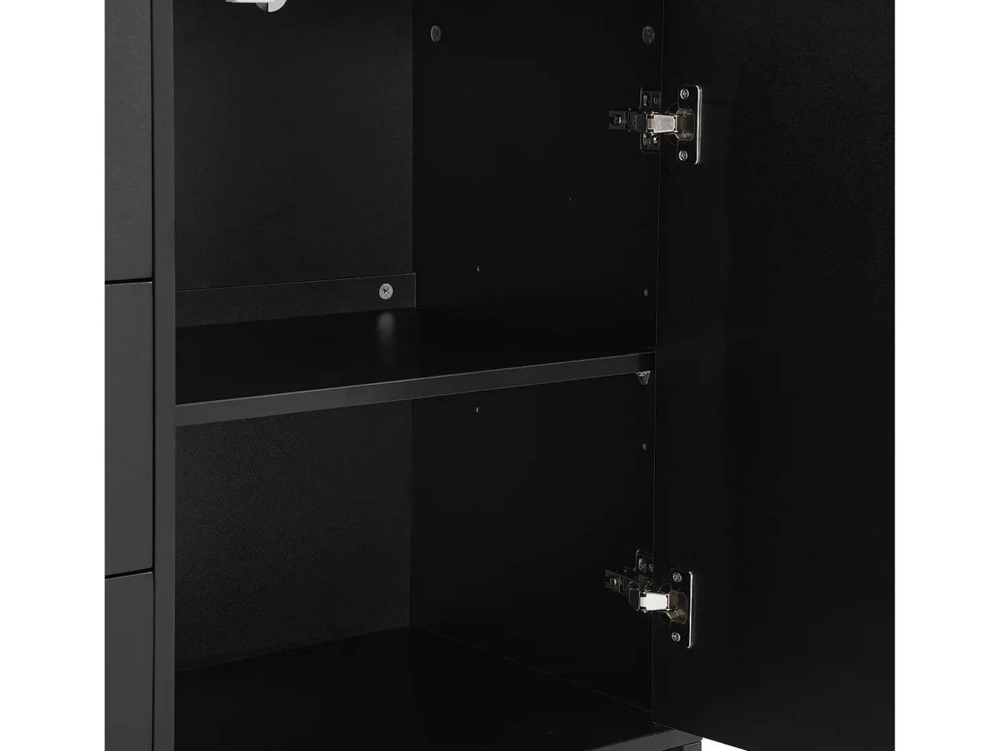 Aparador 2 puertas y 3 cajones con estantes regulables - diseño en espiga - Negro