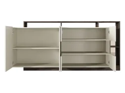 Aparador 4 puertas y 4 nichos con LEDs - Beige y Natural oscuro - IDESIA