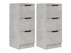 Aparador 2 uds madera contrachapada gris hormigón 30x30x70 cm ES63680