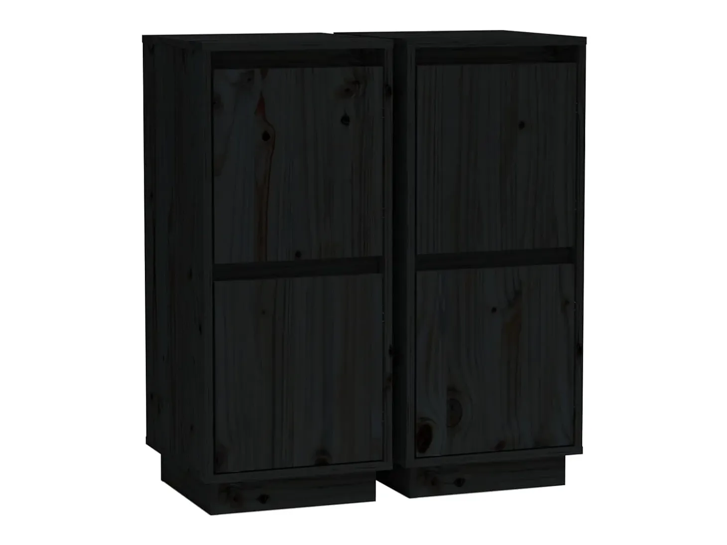 Aparador 2 uds madera maciza de pino negro 31,5x34x75 cm
