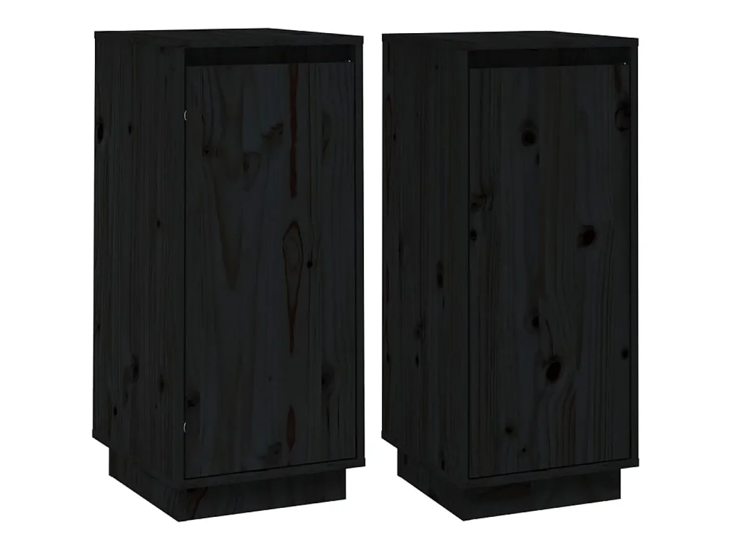 Aparador 2 uds madera maciza de pino negro 31,5x34x75 cm ES89099