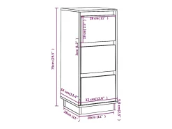 Aparador 2 unidades madera maciza de pino 32x34x75 cm