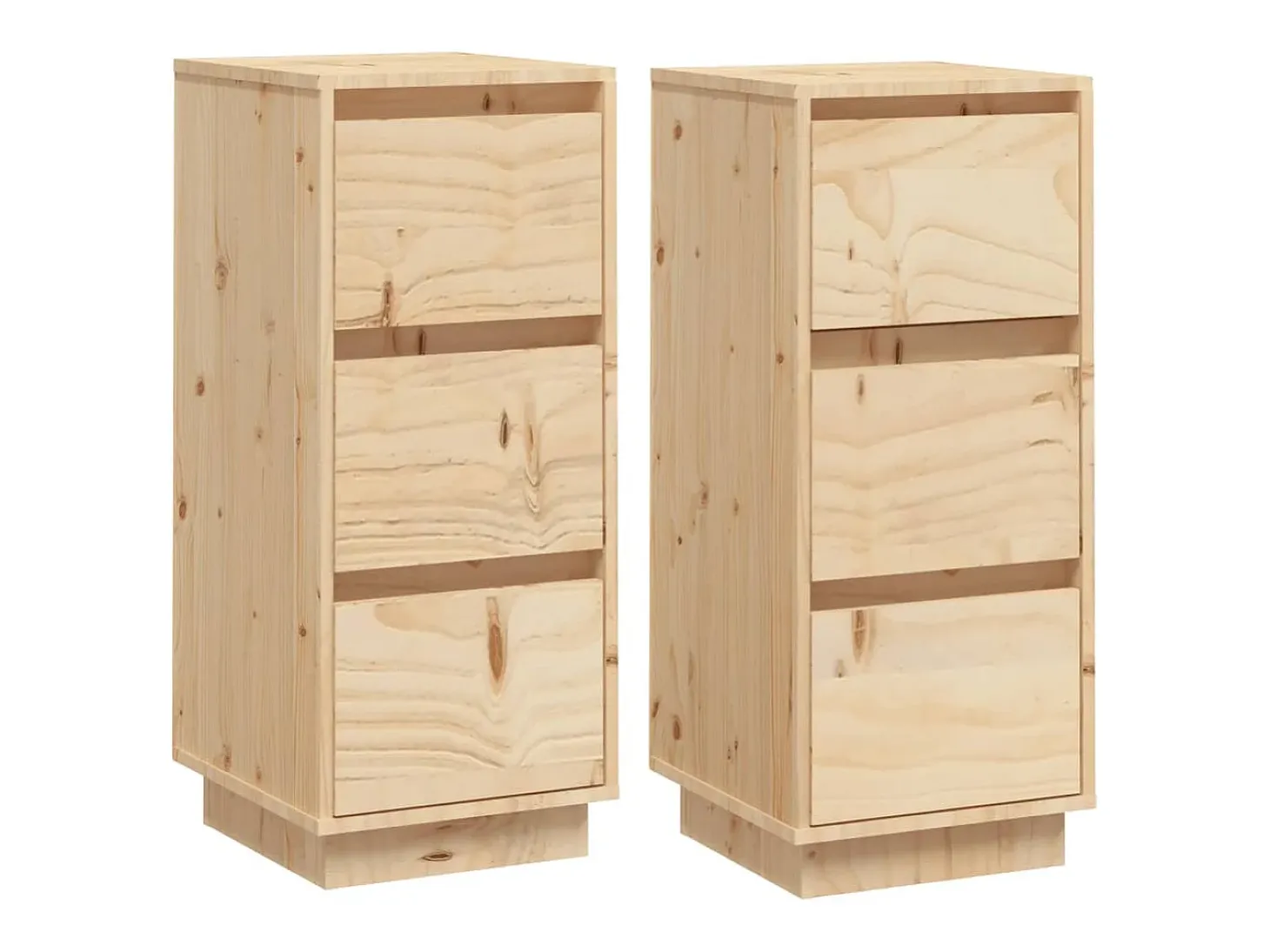 Aparador 2 unidades madera maciza de pino 32x34x75 cm