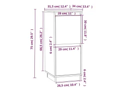 Aparador 2 unidades madera maciza de pino blanco 31,5x34x75 cm