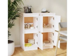 Aparador 2 unidades madera maciza de pino blanco 31,5x34x75 cm