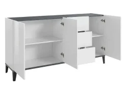 Aparador 160 x 40 cm 3 puertas 3 cajones deslizantes vestíbulo salón Rebecca
