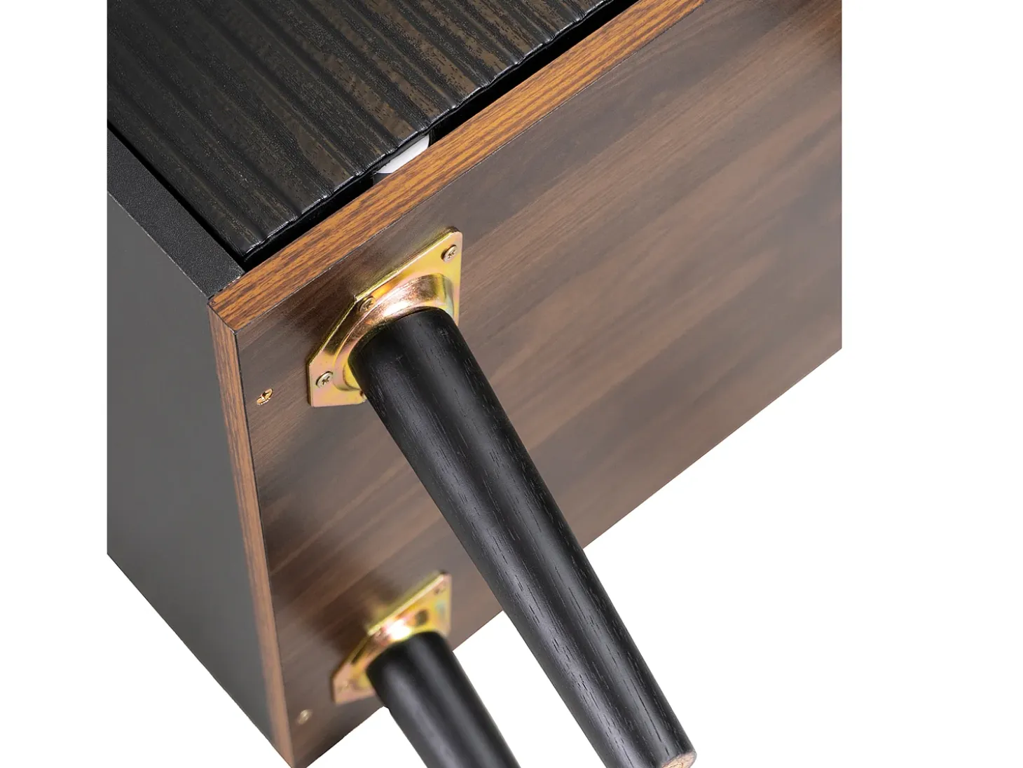 Aparador 117 x 40 x 80 cm - con 2 puertas negras y 3 cajones veteados en madera - patas de madera - para dormitorio y salón