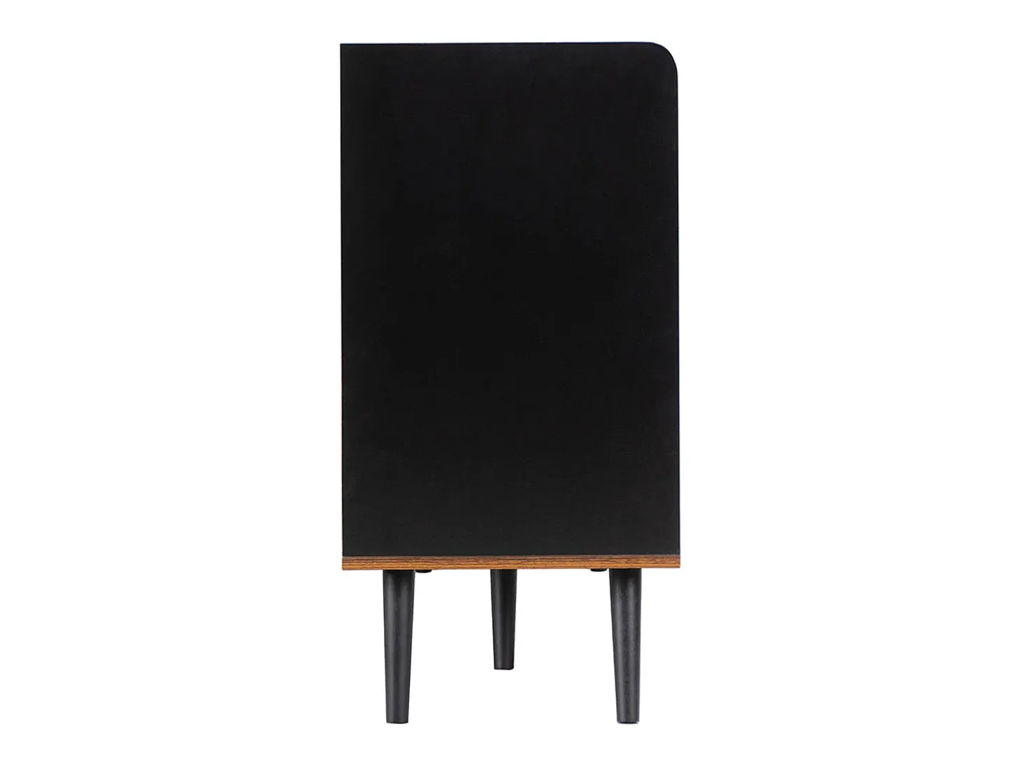Aparador 117 x 40 x 80 cm - con 2 puertas negras y 3 cajones veteados en madera - patas de madera - para dormitorio y salón