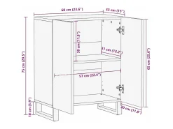 Aparador 60 x 33,5 x 75 cm en madera maciza de mango