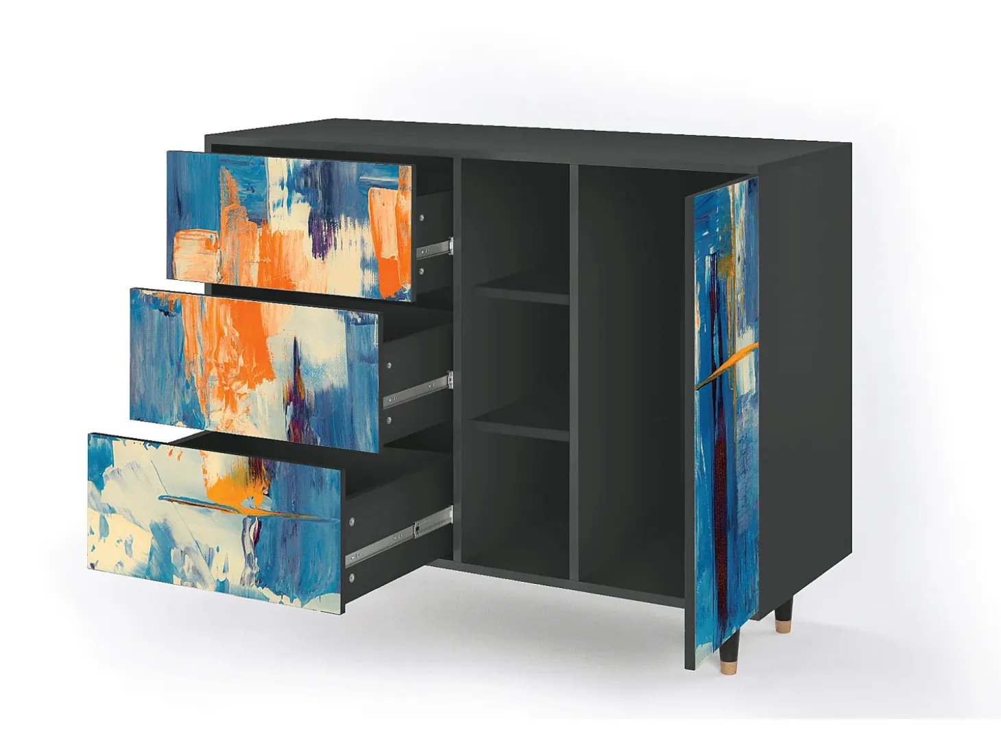 Aparador - 125x98x48 cm - BS2 - Abstract Expressionism, Antracita