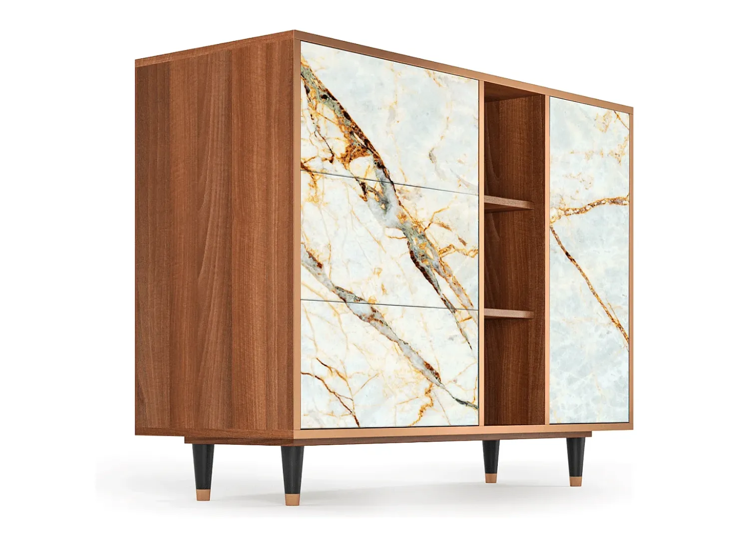 Aparador - 125x98x48 cm - BS2 - Arenay Marble, Nogal