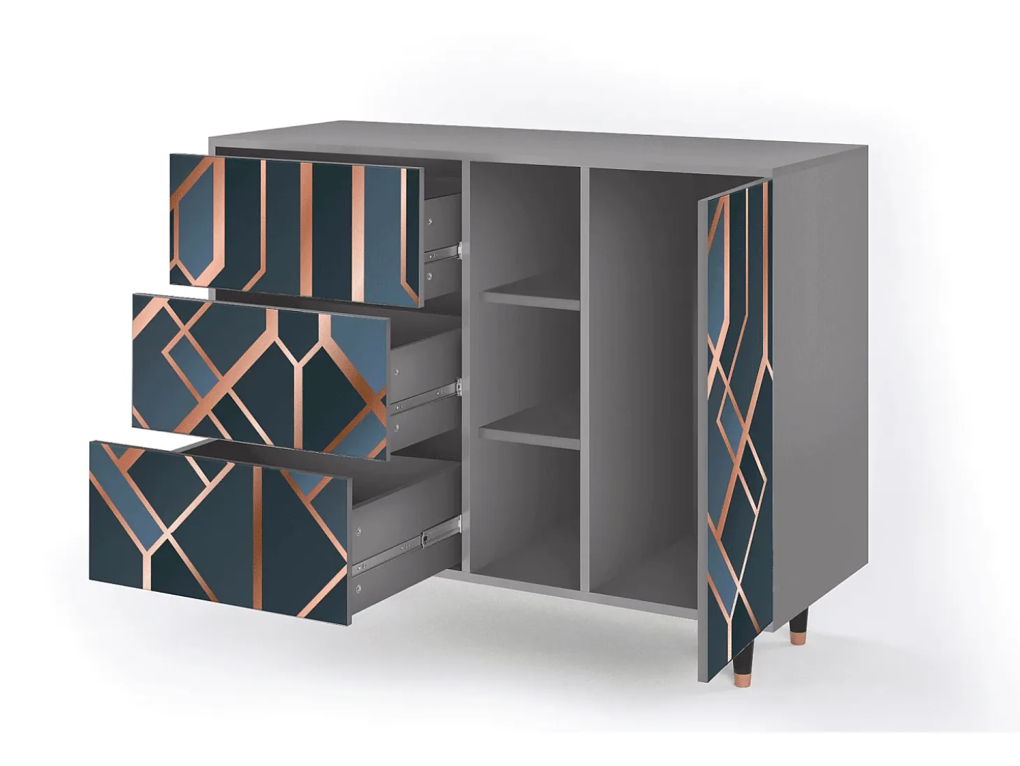 Aparador - 125x98x48 cm - BS2 - Ashy 1920', Gris