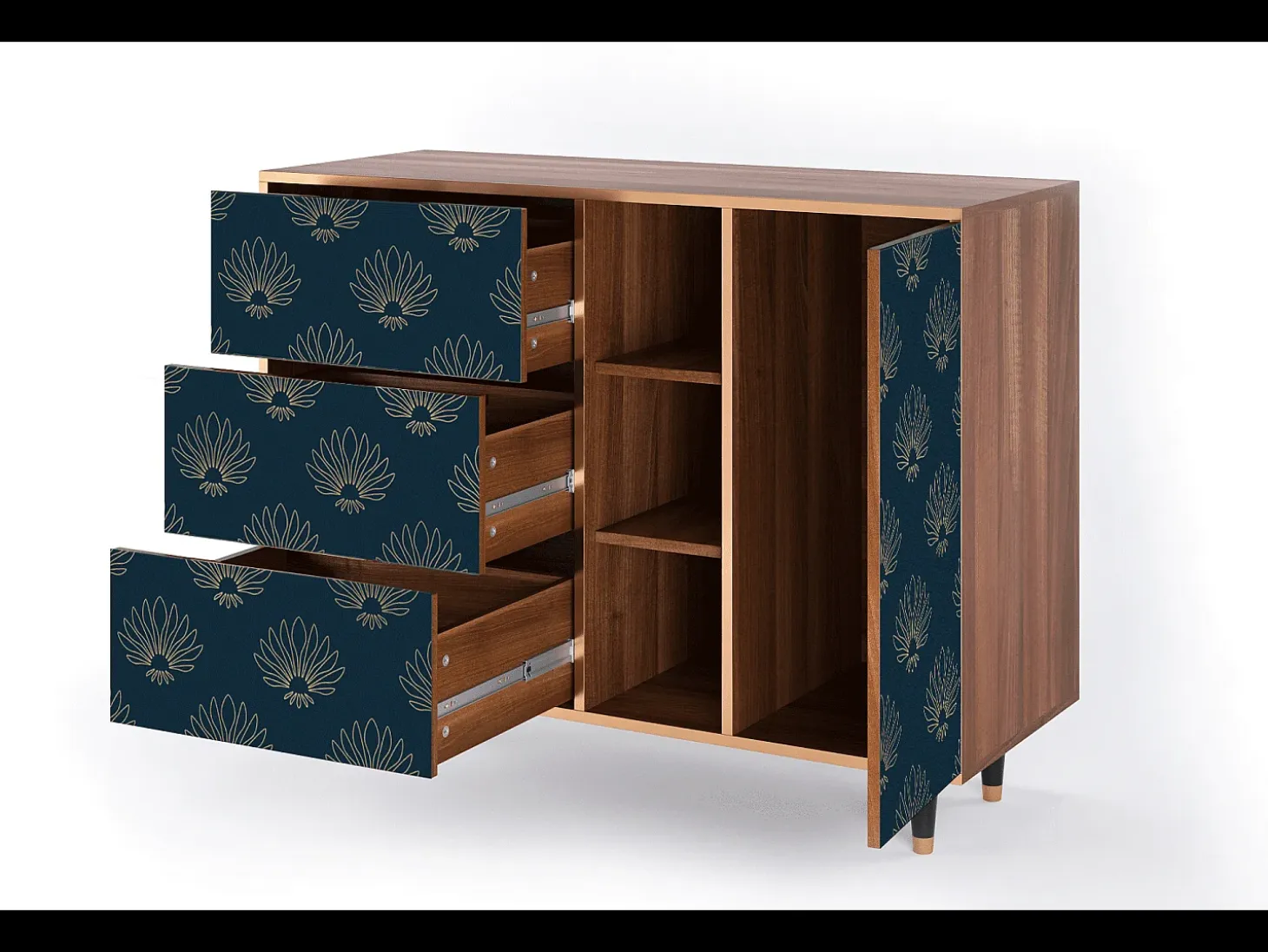 Aparador - 125x98x48 cm - BS2 - Blue Lotus, Nogal