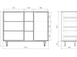 Aparador - 125x98x48 cm - BS2 - Blue Giraffe, Antracita
