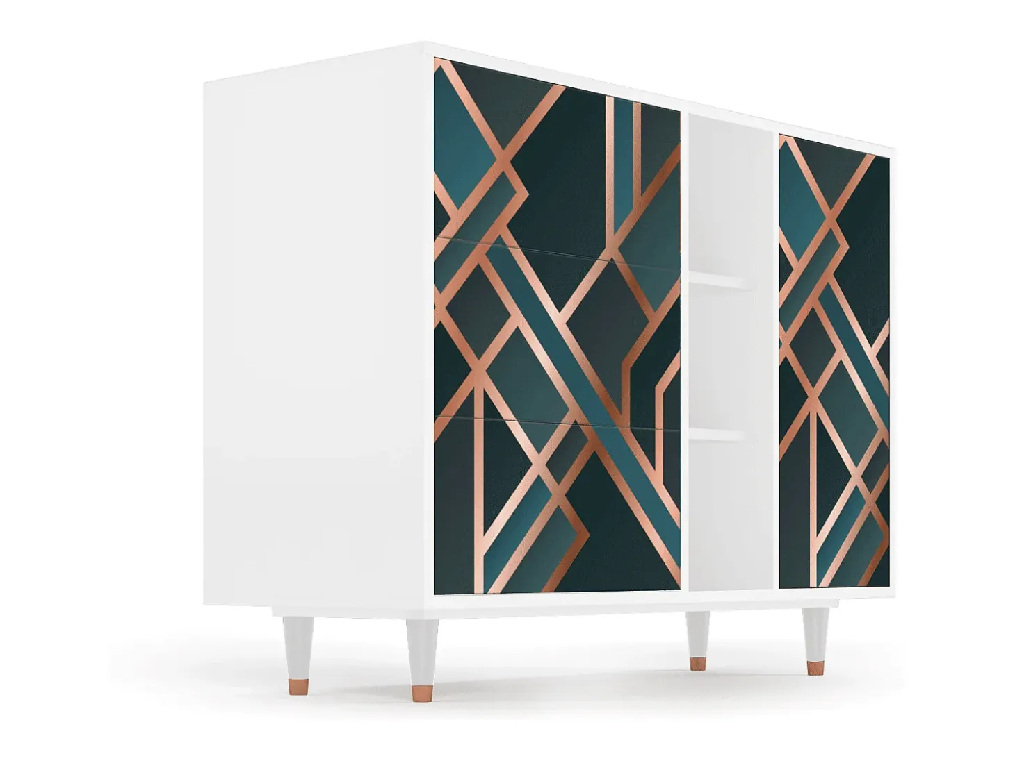 Aparador - 125x98x48 cm - BS2 - Bronze Crossroad, Blanco