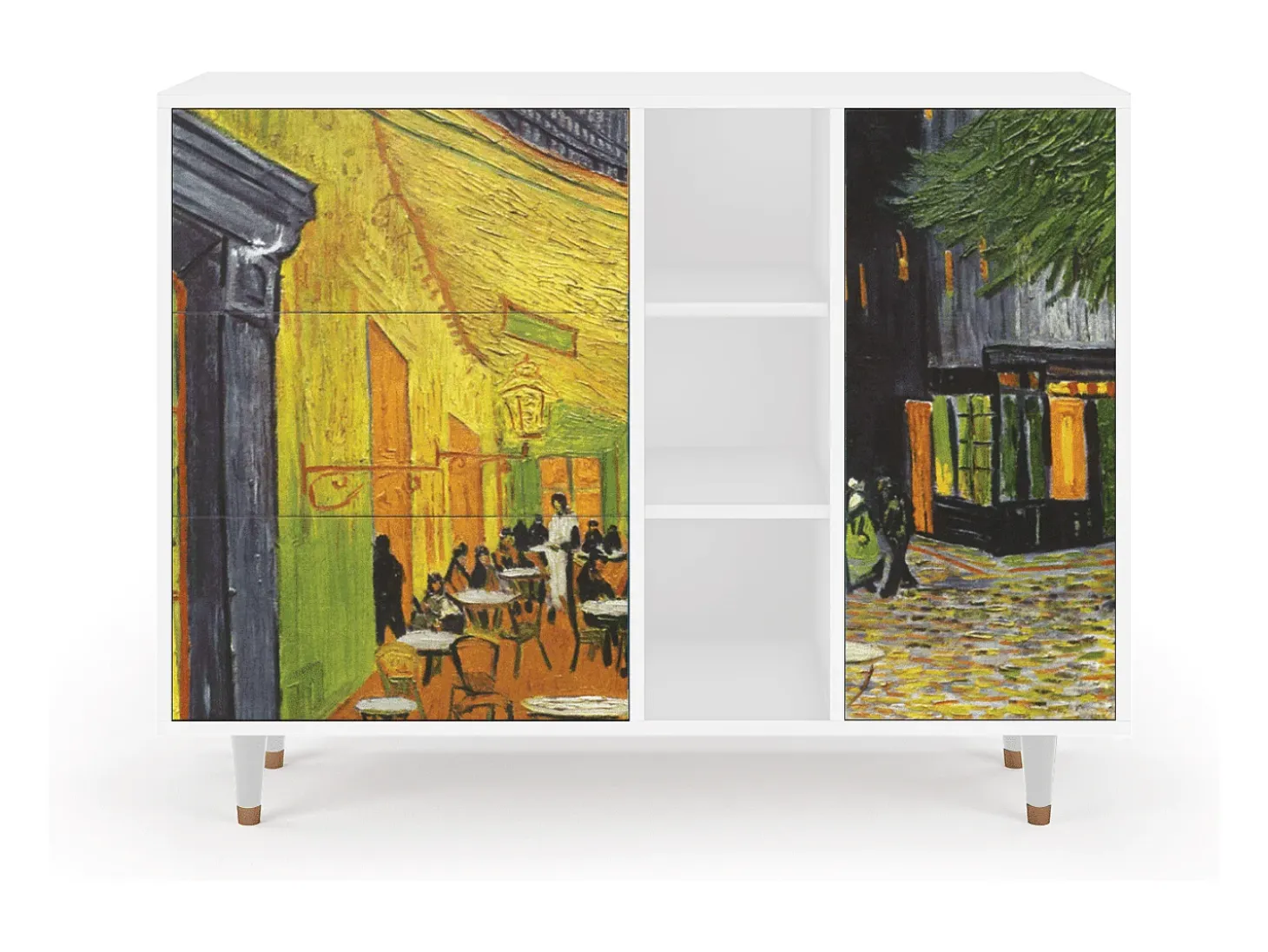 Aparador - 125x98x48 cm - BS2 - Café Terrace at Night, Blanco
