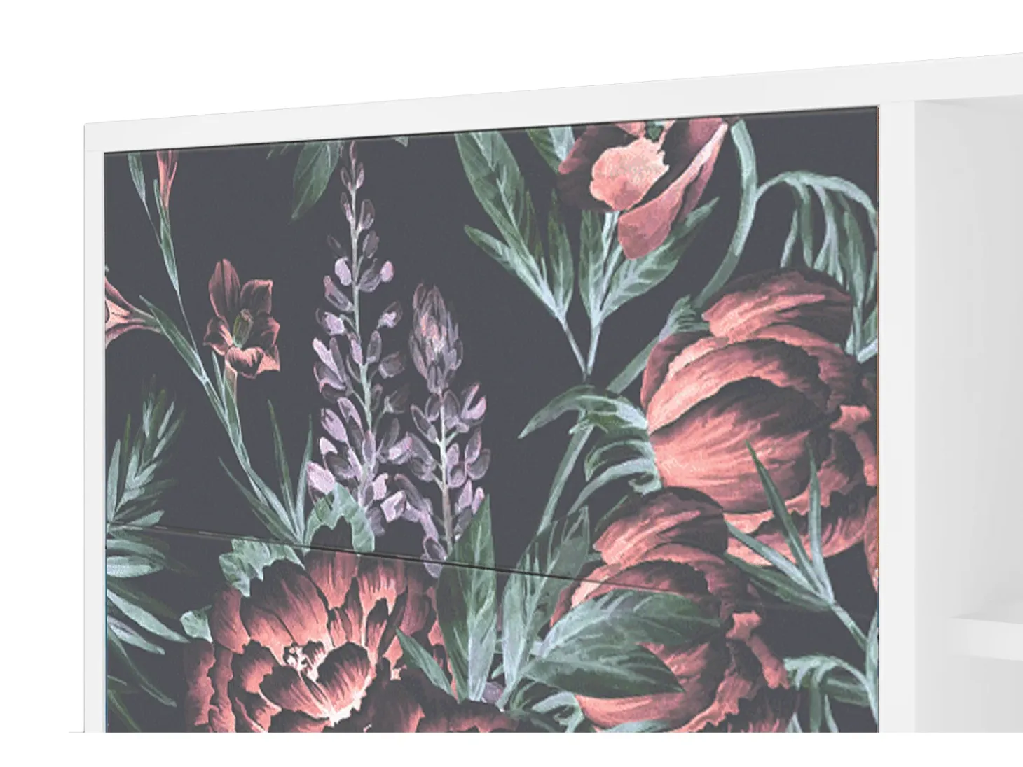 Aparador - 125x98x48 cm - BS2 - Dark Peonies, Blanco