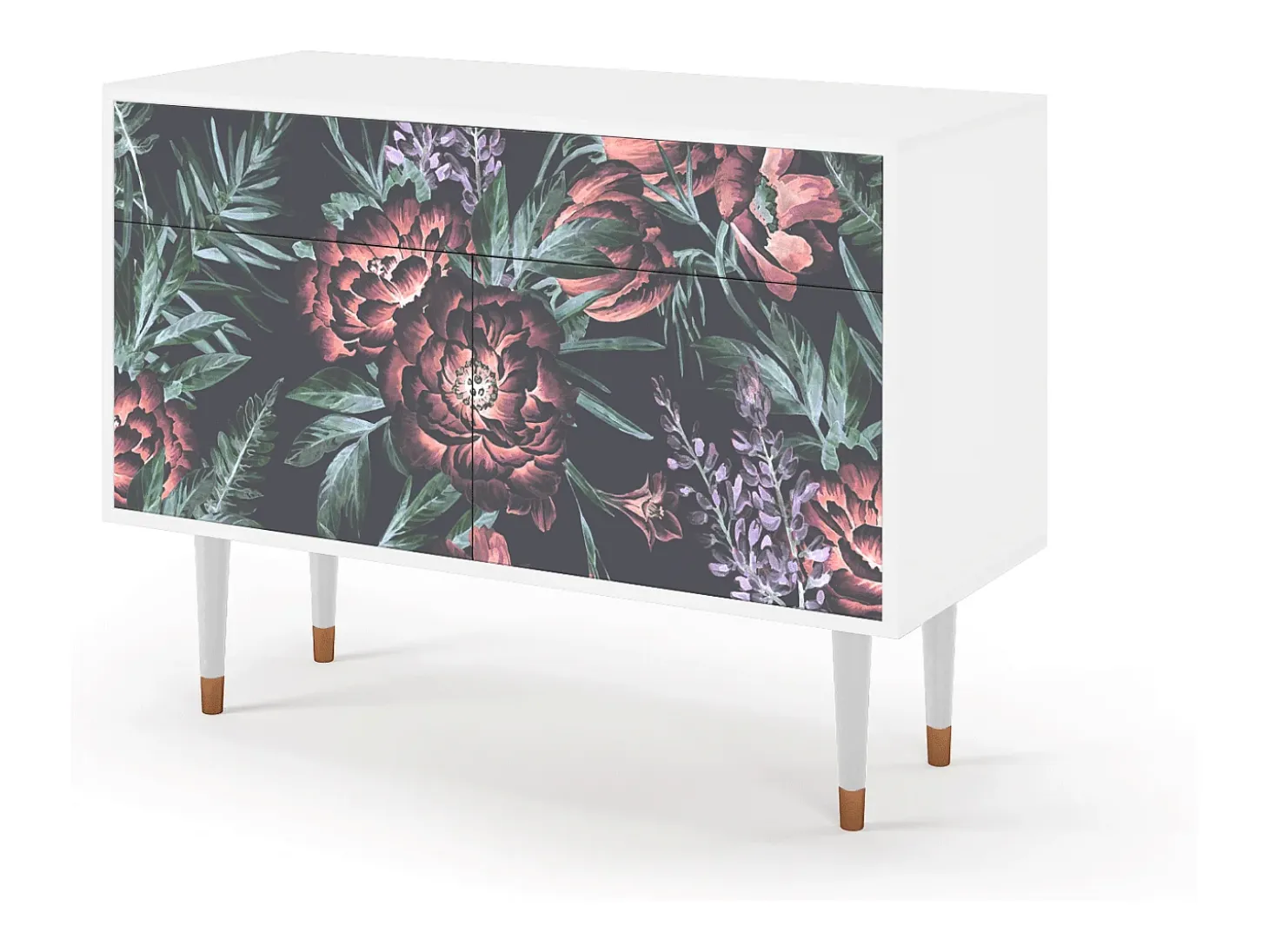 Aparador - 115x85x48 cm - BS4 - Dark Peonies, Blanco