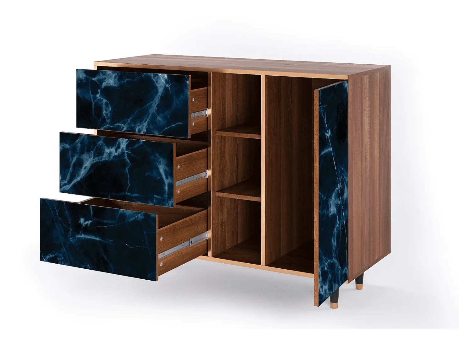 Aparador - 125x98x48 cm - BS2 - Deep Ocean, Nogal