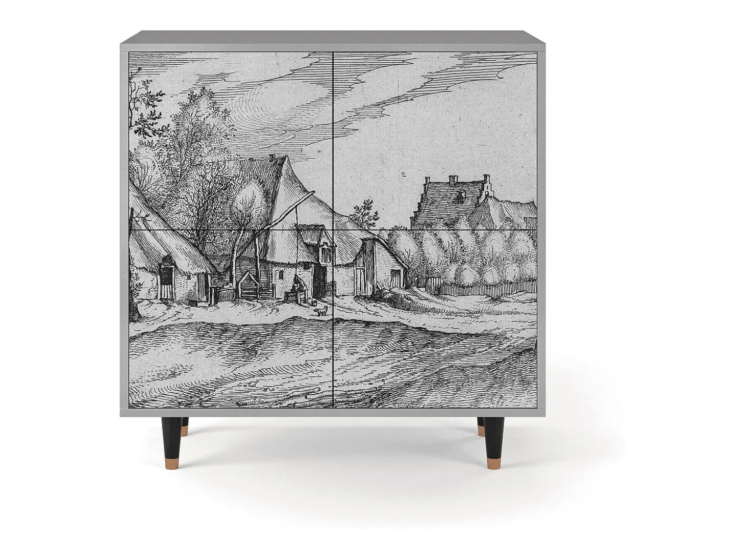 Aparador - 94x96x48 cm - BS3 - Farms in a Village, Gris
