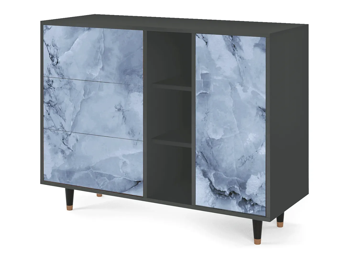 Aparador - 125x98x48 cm - BS2 - Feather Ice, Antracita