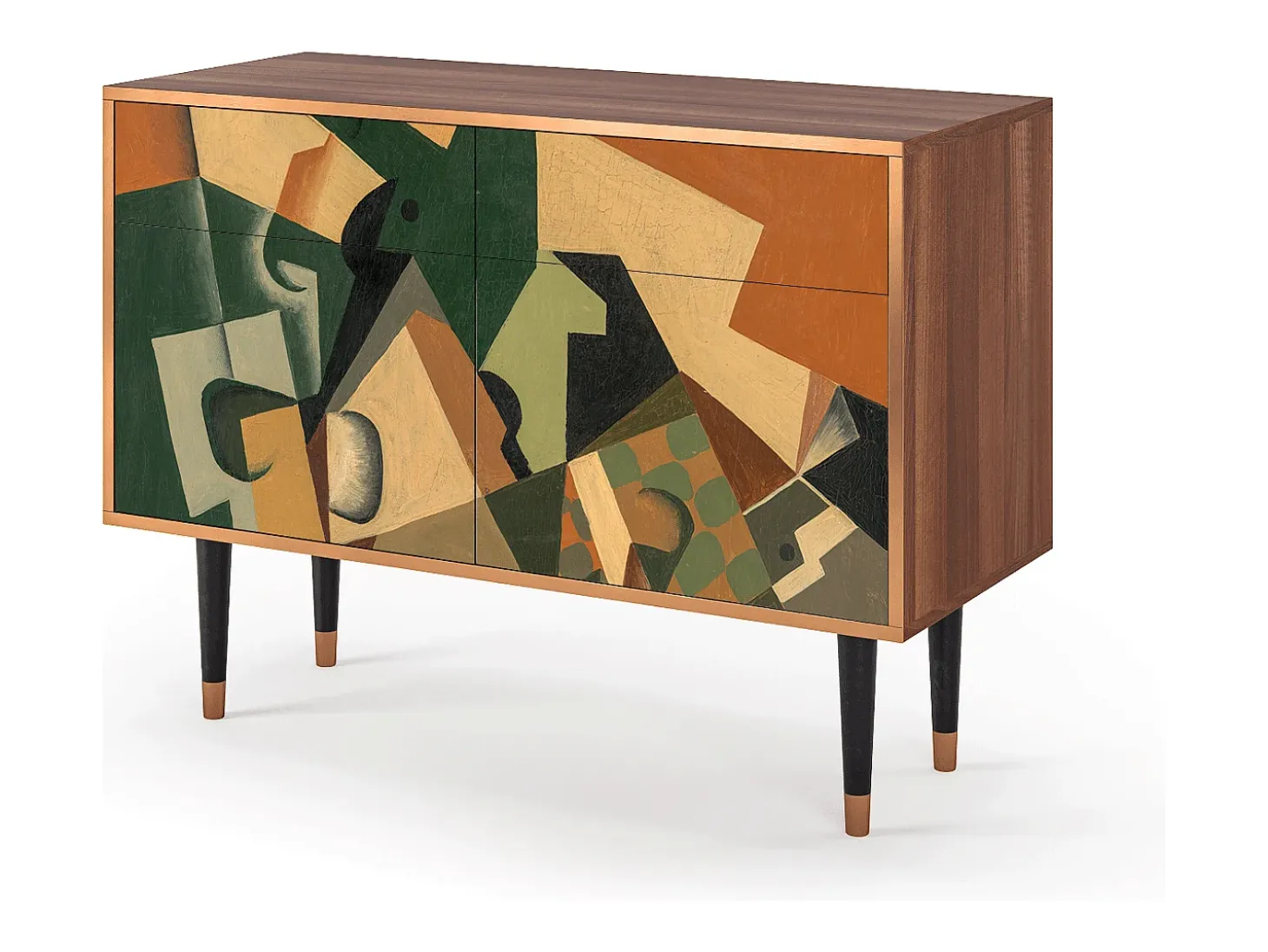 Aparador - 115x85x48 cm - BS4 - Glass and Checkerboard, Nogal