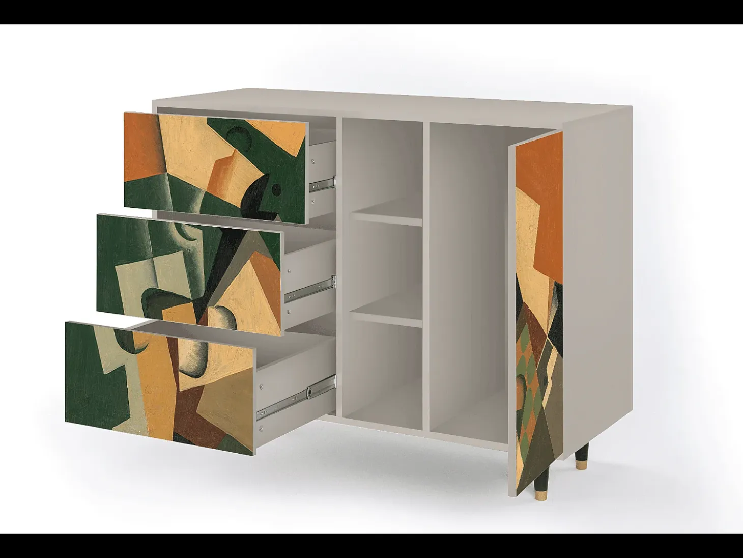 Aparador - 125x98x48 cm - BS2 - Glass and Checkerboard, Arena