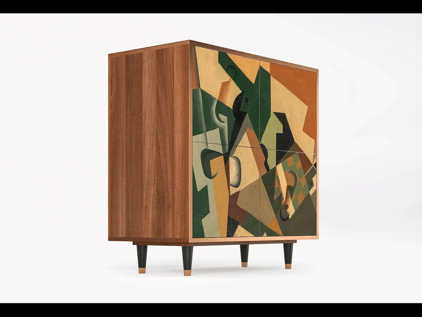Aparador - 94x96x48 cm - BS3 - Glass and Checkerboard, Nogal