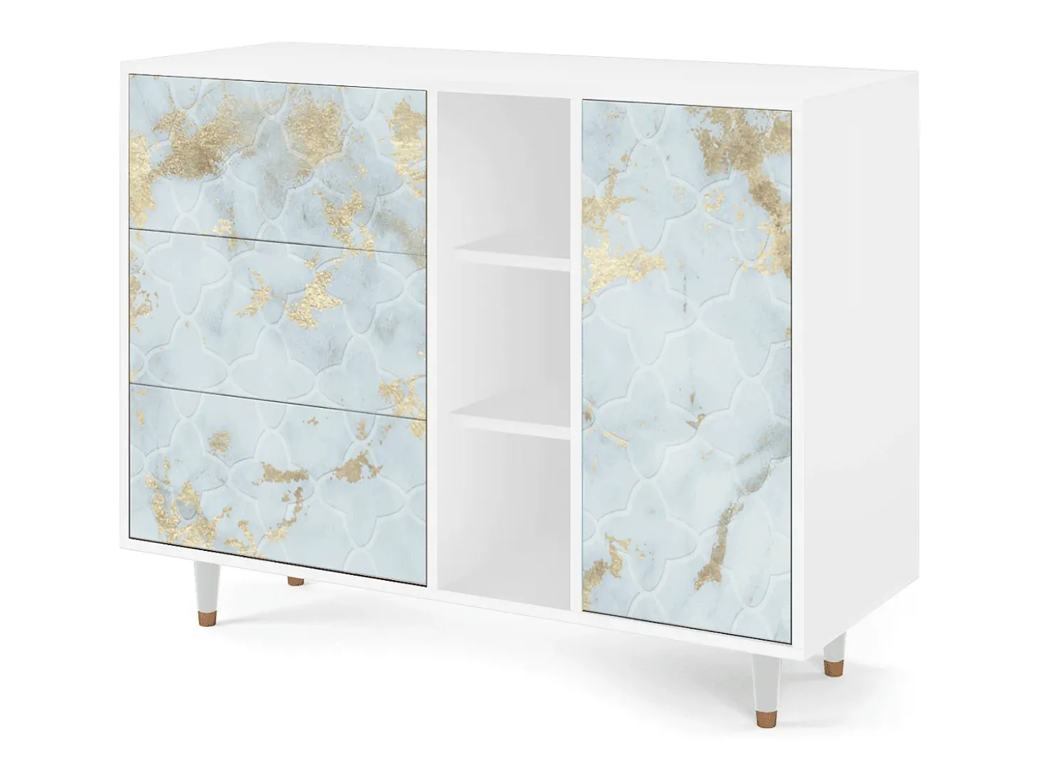 Aparador - 125x98x48 cm - BS2 - Golden Waves, Blanco